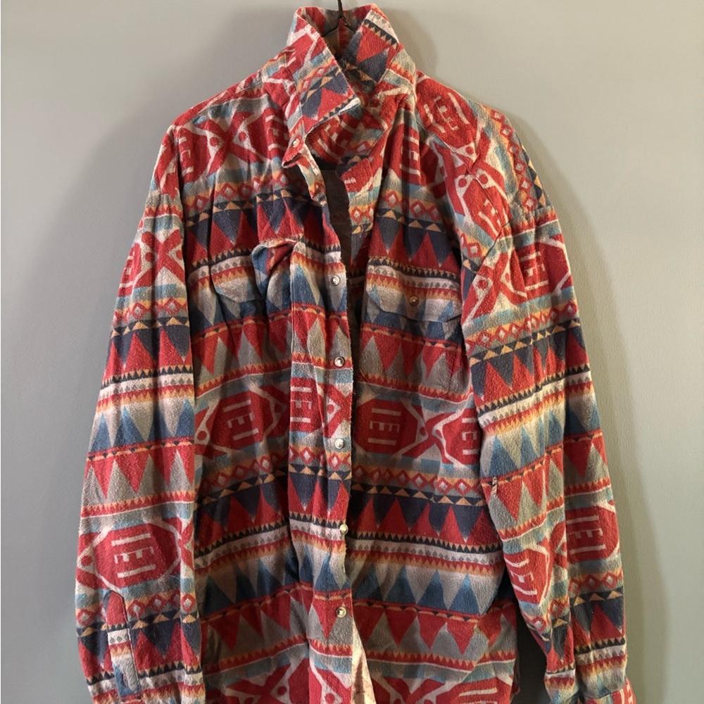 Ely Cattleman Red and Blue Patterned Shirt Jacket